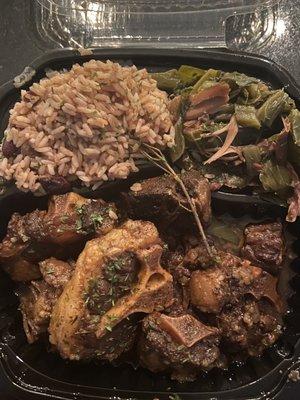 Oxtails Meal w/ rice and peas and collard greens