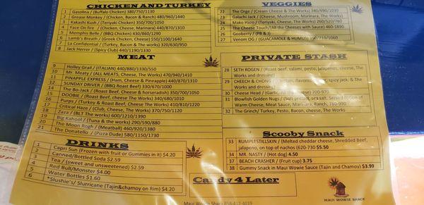 Menu as of 10/3/22