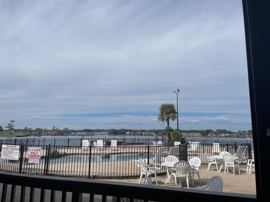 view of the lake and pool