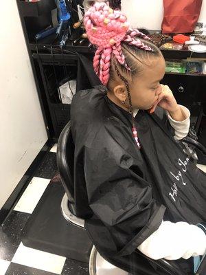 Slick braids to a ponytail