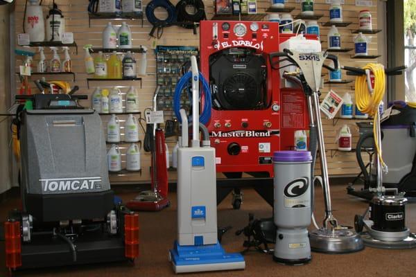 Many types of new cleaning equipment.