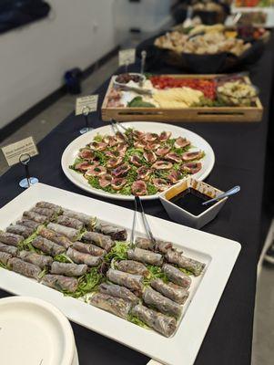 Vegetable Summer Rolls, Ricotta, fig & prosciutto canapes, Marta's Signature Antipasti - Catering Event - January 2023