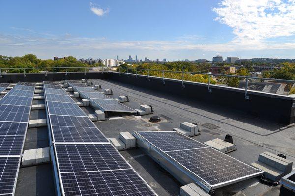 Rooftop solar system and LEED certifiable building.