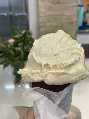 Salted Caramel in a cone that's dipped in chocolate.