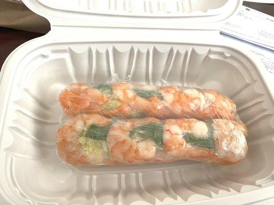 Summer Roll still wrapped in plastic. Best I've ever had in NYC that I didn't make myself.