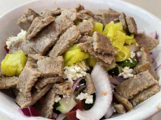 Small Village salad with gyro meat