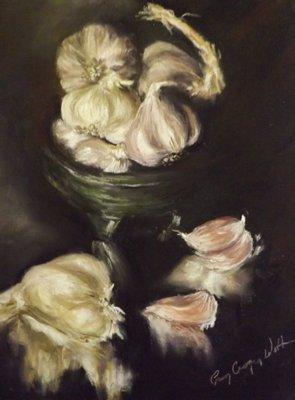 Still Life With Garlic, Pastel,  Erin Cronin-Webb