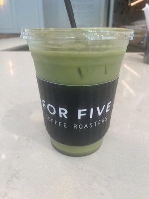 Matcha Latte with lavender and oat milk