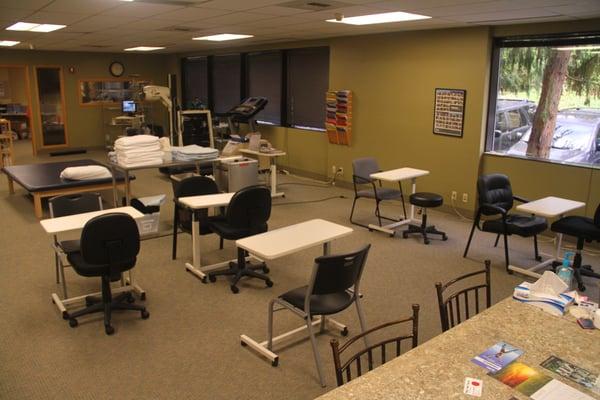 Interior view of the physical therapy space.