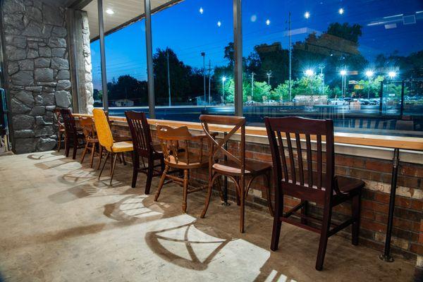 Seating in our new taproom space.