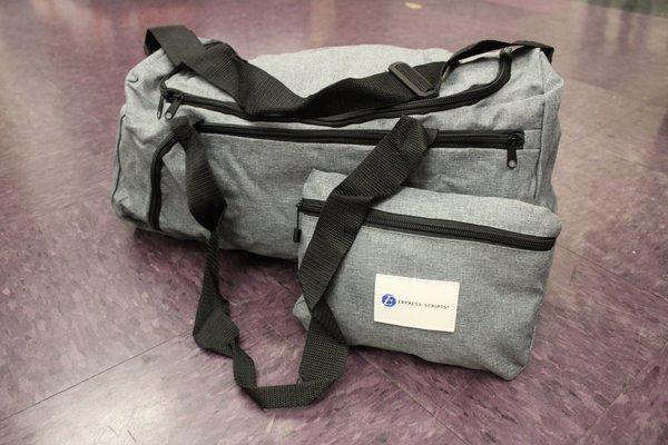 Transformable duffel bag, great for traveling and general on-the-go activities. Featured here: Express Scripts