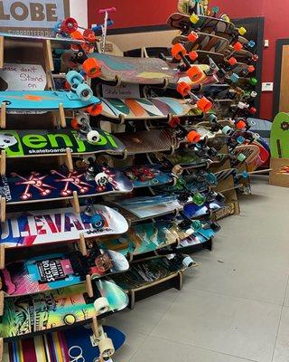 Catch A Wave sells longboard, cruisers, trick boards, Carver loaded Sector Nine independent Spitfire bones reds Baker.