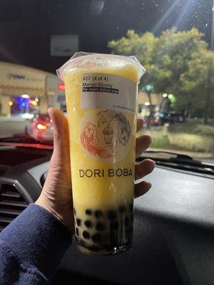 Mango slush with boba