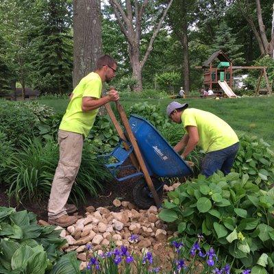 Upgrading landscape with stone in North Canton area.