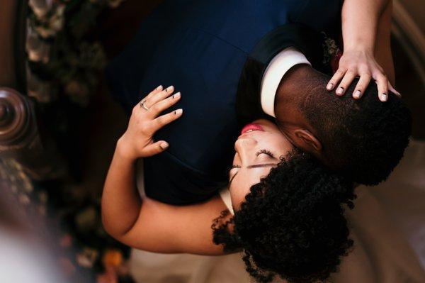 brids eye view of couple dancing