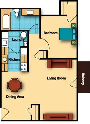 1 Bedroom 720-822 sq. feet