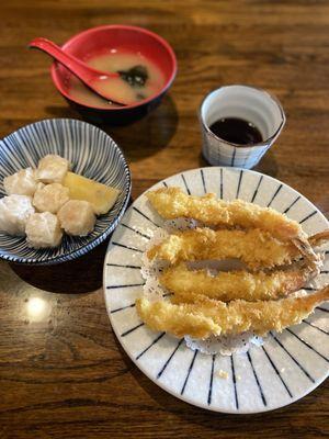 Shrimp Shumai and shrimp tempura appetizers