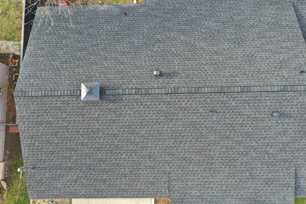 Aerial view of new roof.