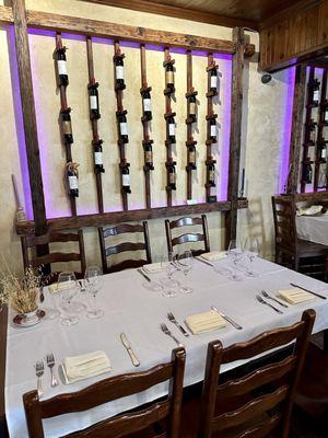 Dining room and wine wall