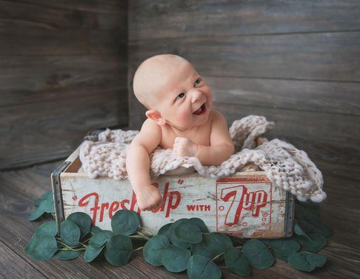 Newborn, 3 month old baby smiling