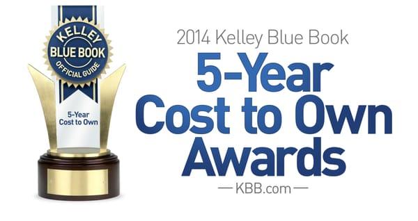 2014 winner of the 5-year cost to own awards from KBB!