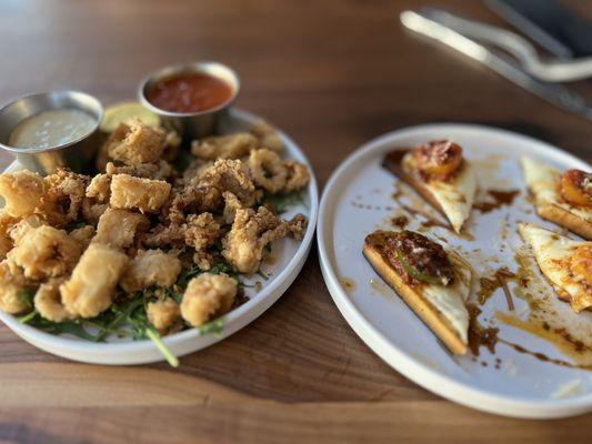 Calamari and burrata toast.