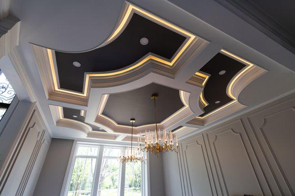 Traditional Styled Cauffered Ceilings With LEDs & Spotlights