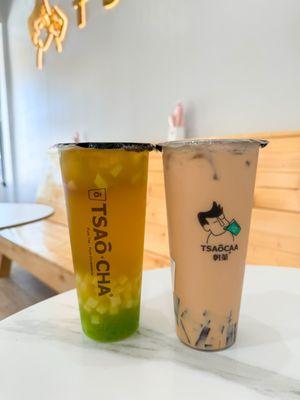 Melon Green Tea W. Nata Jelly and Milk Black Tea W. Brown Sugar Jelly