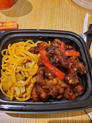 One item combo with noodles and Peking chicken