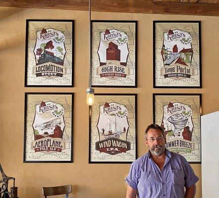 Owner Brad Portenier and his brew labels!