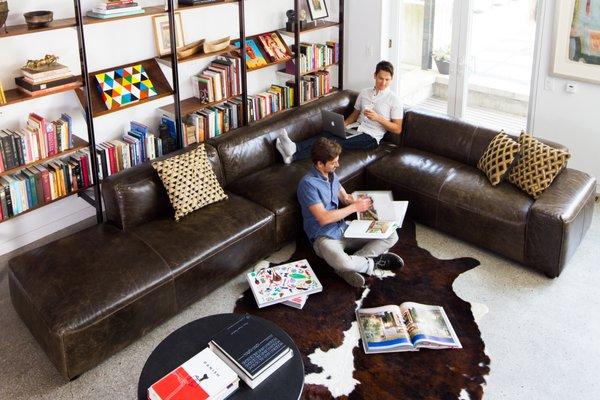 Our Crawford sectional in leather