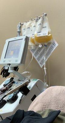 Donating platelets- they have movies for you to watch