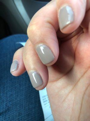 Immediately after a manicure. No soaking, no cuticle care or removal. Nothing but filing and polish