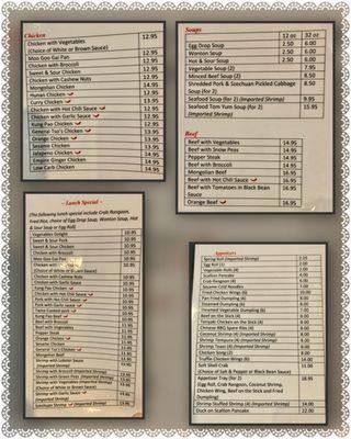 Some menu items- prices subject to Bidenomics