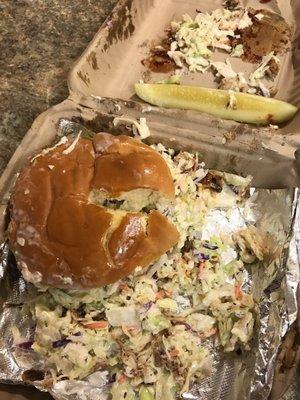 The pulled pork sandwich (without ordering coleslaw) is basically a soggy bun covered in coleslaw drippings.