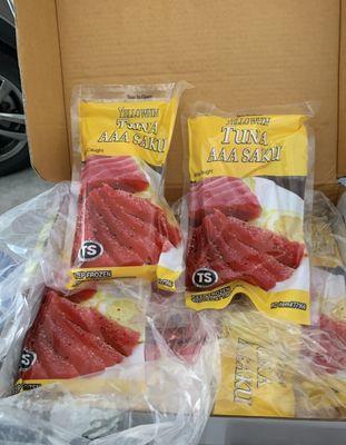 10 pounds of yellowfin tuna individually packaged in 10 ounces- $115.70