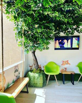 Relax under the tree and watch a movie while you wait!