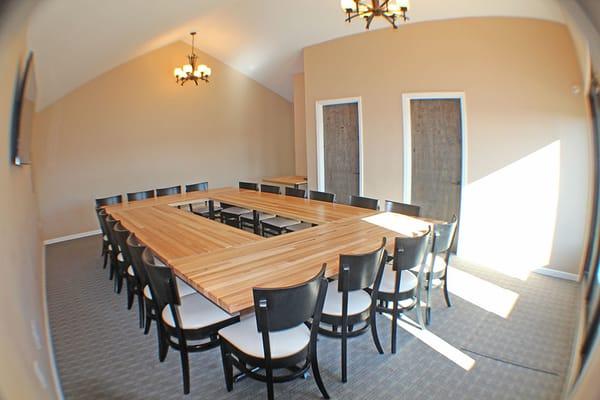 Private meeting room that can accommodate 24 people.