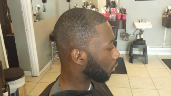 Light Fade with beard! Razor line!!