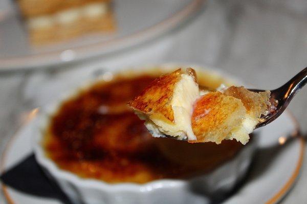 The Crème Brulee was perfection. It had a thick, glass-like glaze of caramelized sugar on top with a lovely creamy, vanilla custard  under.