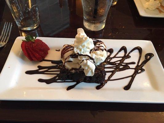 Chocolate brownie with vanilla ice cream. 'Nuff said