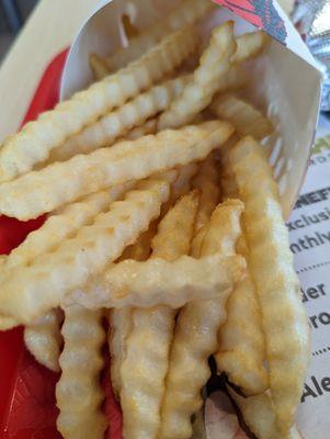 Fries have been a little limp and greasy lately. Hoping they correct this soon, previously they have been perfect.