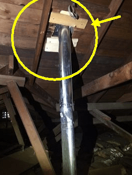 Gas Flue Vent: Incorrect clearance from combustible material