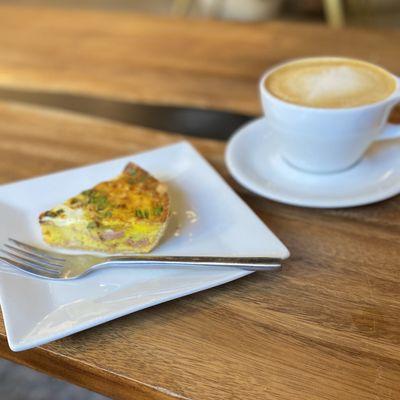 Quiche and latte