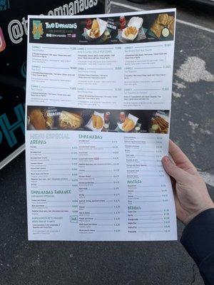 Fantastic empanadas and a huge menu.