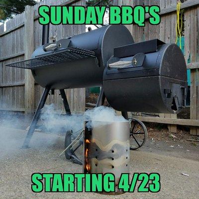 Come join us on Sundays for fresh hot food right off the smoker!