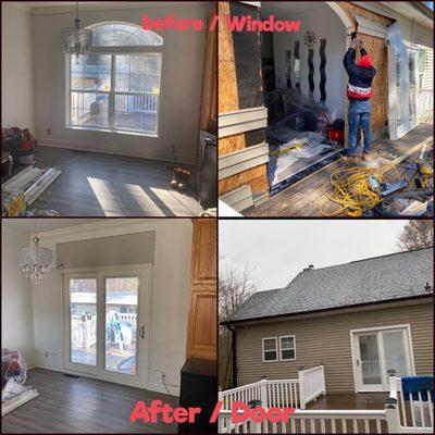 Before window & After sliding door.