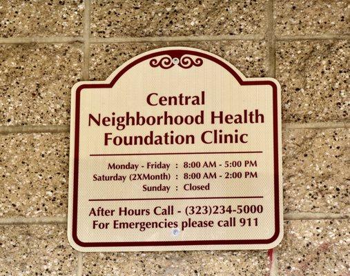 Central Ave Clinic hours and after hours phone number.