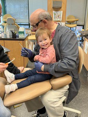 This happy girl just loves Dr. Bradberry! He keeps  her teeth nice and healthy!