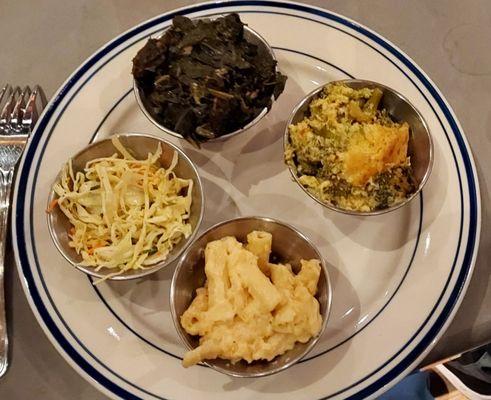 Sides... Cole slaw, Mac and Cheese, Broccoli casserole, collards